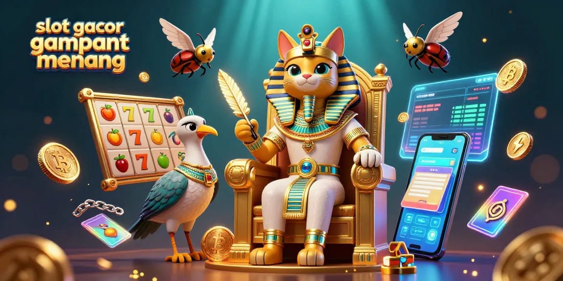 Engage with slot gacor gampang menang through a vibrant 3D casino scene filled with luck and riches.