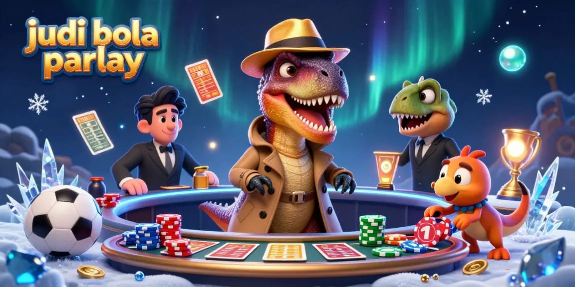 Engage in judi bola parlay with racing velociraptor card counter at a dynamic betting scene.