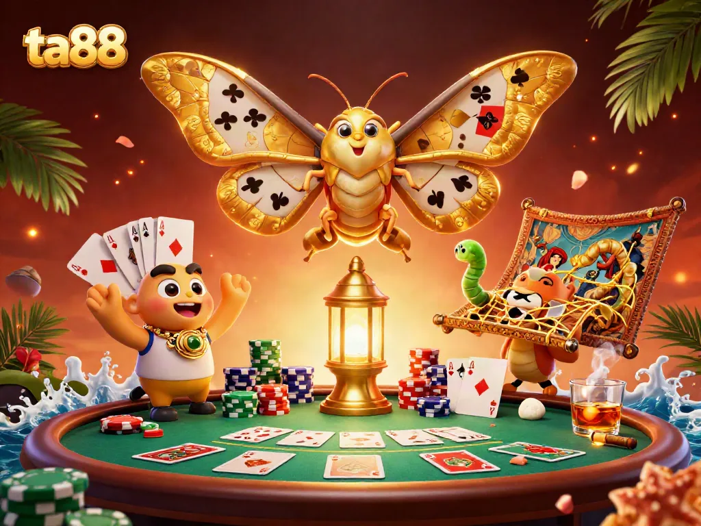 Experience the thrill of ta88 with vibrant casino action featuring cards and chips.