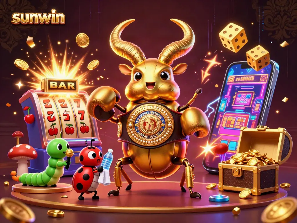 sunwin game enthusiasts embrace the thrill of jackpot excitement with vibrant casino elements and animated characters