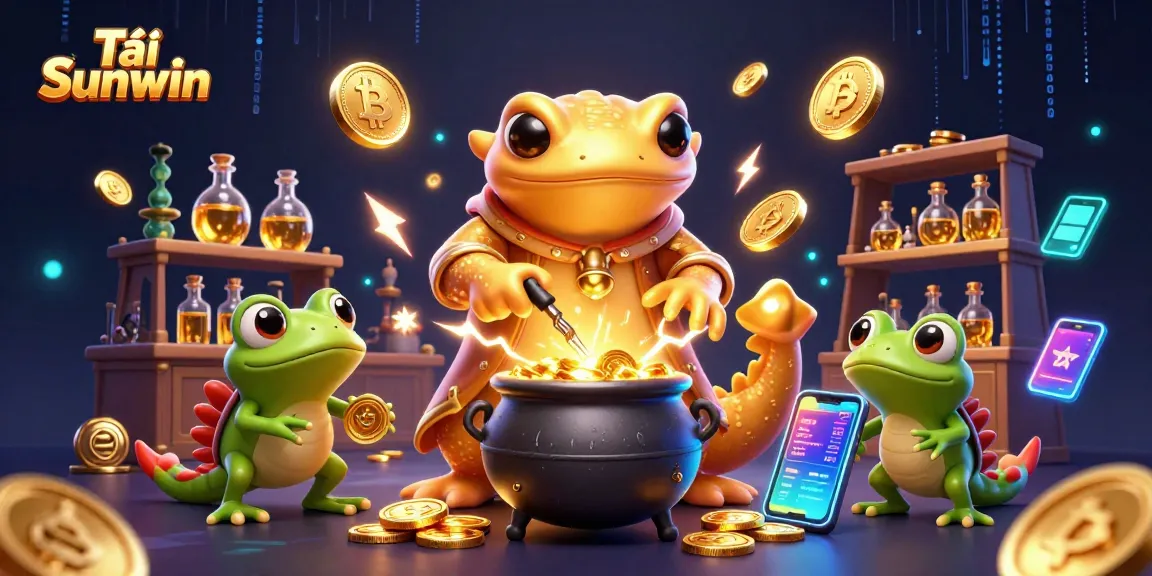Experience winning with Tải Sunwin in an enchanting 3D casino scene featuring vibrant characters and assets.