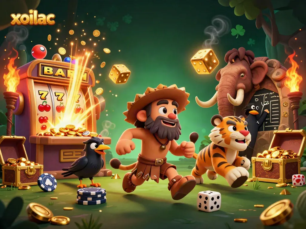 Xoilac delivers an exciting prehistoric casino experience featuring cartoon characters and dynamic gambling elements.