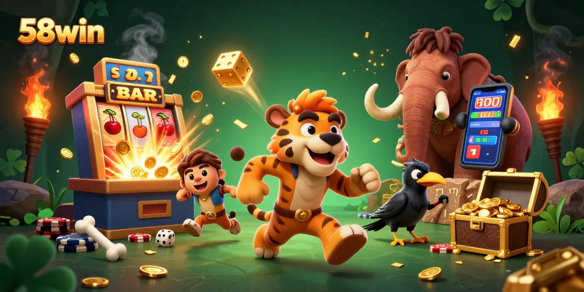 Engage in exciting gameplay at 58win's virtual casino featuring thrilling slot machines and vibrant characters.