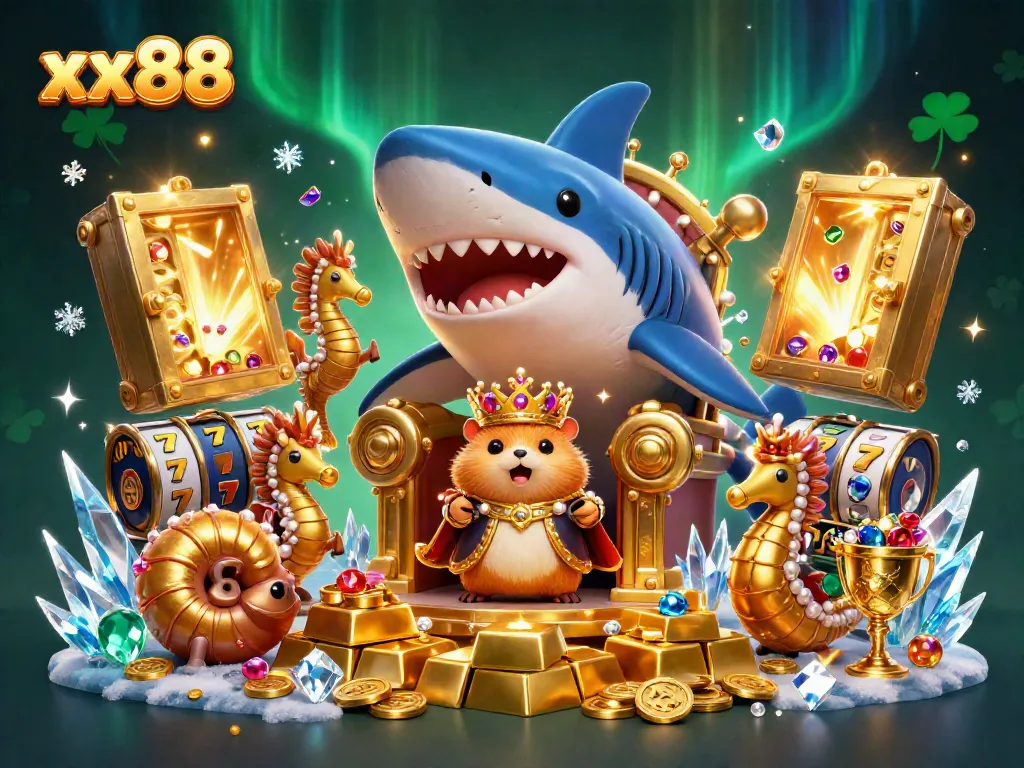 Experience exciting gameplay at xx88 with a fierce hamster king leading a treasure-filled casino scene.