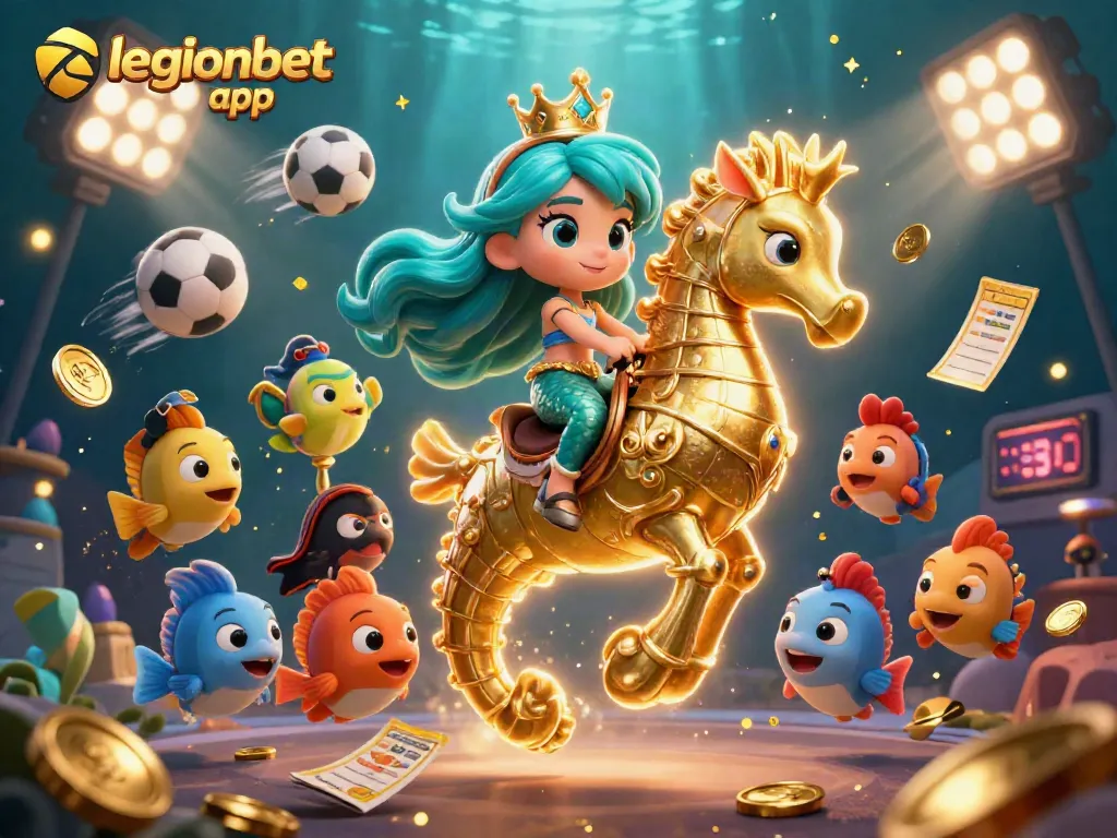 Experience the legionbet app with an exciting underwater casino adventure featuring characters and game elements.