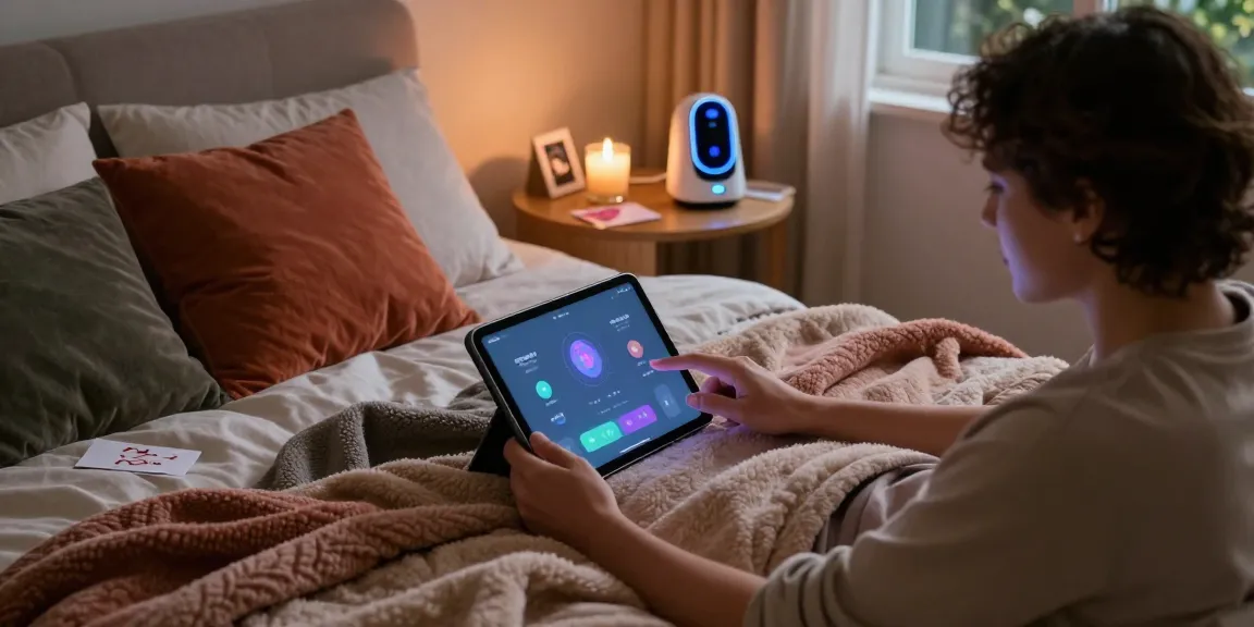 AI sex toys enhancing romantic moments in a cozy bedroom setting