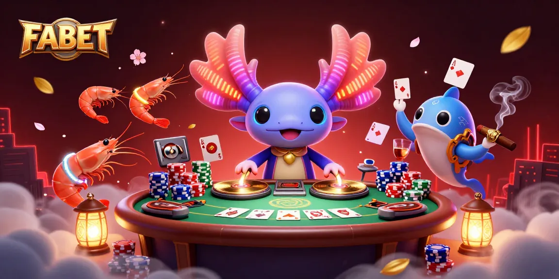 Experience thrilling moments with FABET as vibrant cartoon characters engage in an exciting poker game.
