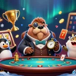 Experience dynamic gaming at 789win's underwater casino as cartoon walrus plays poker.