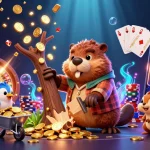 Join Gmnc for thrilling casino fun with animated beavers, golden coins, and vibrant slot elements!
