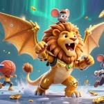 rikvip08 showcases an exhilarating scene of a golden chimera and sports elements, capturing the thrill of gambling.