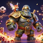 Bet on the kèo nhà cái with fun characters in a vibrant casino scene filled with magical energy.