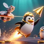 Experience the excitement of sunwin tài xỉu as the golden penguin blasts off in a dynamic casino cosmos.