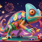Spin to win with mahjong ways gacor, featuring a vibrant casino scene with colorful slots and prizes.