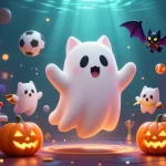 Engage with com's haunted casino adventure featuring a friendly ghost cat and dynamic slot game elements.