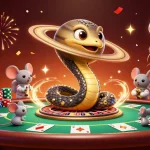 Experience vibrant gaming excitement at tg88 with roulette wheels and lively astronauts betting amidst a cosmic scene.