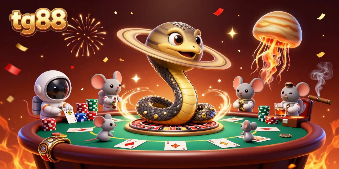 Experience vibrant gaming excitement at tg88 with roulette wheels and lively astronauts betting amidst a cosmic scene.