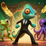Engage in thrilling gameplay at 789 club featuring a dynamic casino scene with vibrant characters and action.