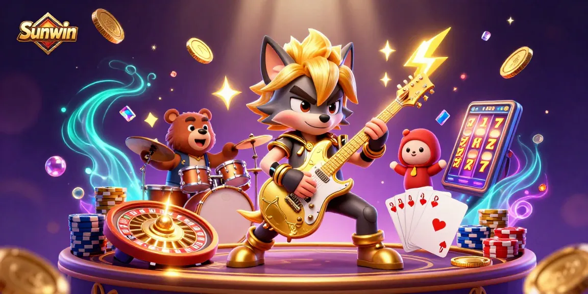 Experience thrilling games with Sunwin, featuring vibrant casino characters and golden jackpots.