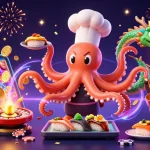 Engage in exciting games at qq88 with energetic visuals of characters around casino elements.